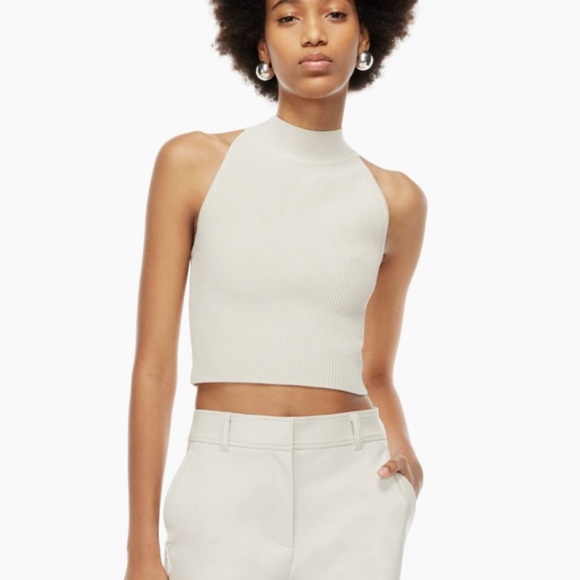 Aritizia Babaton Sculpt Knit Halter Top, Black/Flagstone Blue, sz S - Picture 3 of 5